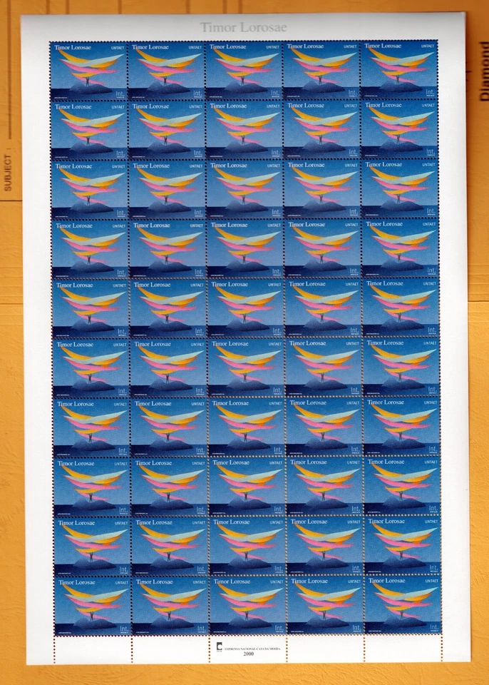 Timor Oriental. Timor Oriental. UNTAET. 2000. Hoja INT x MUH Foto 1 de 1