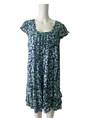 E-Vie Shift Dress Size 14 Womens EU42 Navy & Turquoise Floral Cap Sleeve Short - Image 1 of 4