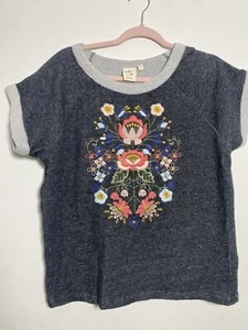 MUJER BLANCO CUERVO GRIS BORDADO TOP MED ALGODÓN - Imagen 1 de 7