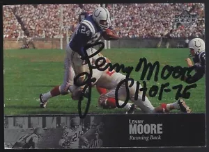 Tarjeta autografiada 1997 Lenny Moore Baltimore Colts Salón de la fama Running Back cubierta superior FB - Imagen 1 de 1