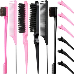 12 Pcs Hair Brush Set Nylon Teasing Salon Teasing Brush with Duckbill Clips - Picture 1 of 7