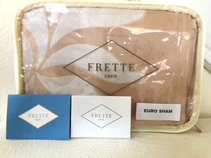 FRETTE Italien ZWEI EURO SHAMS 26x26" Lotus Blume Sandstein Milch 100 % Baumwolle 550 $ - Bild 1 von 10