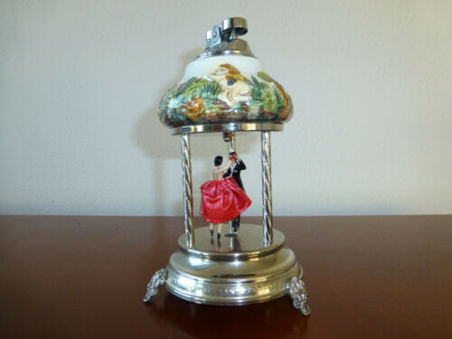 Vintage Reuge Dancing Ballerina Music Box Automaton With Lighter (Watch Video)