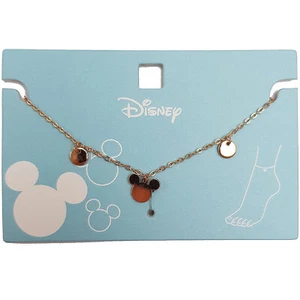 Disney Mickey Mouse Icon Anklet Ankle Bracelet Gold Coloured Jewellery Costume - Picture 1 of 7