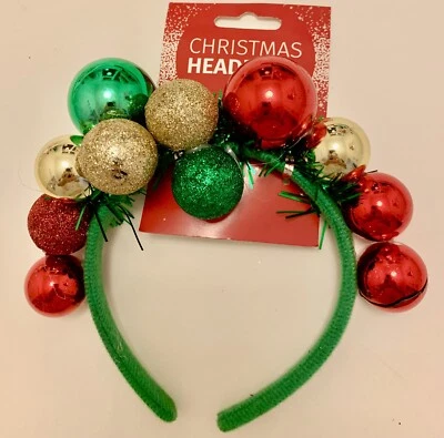 Diadema Bopper Fiesta Navidad Rojo Verde Dorado x11 Adornos (pequeña grieta) Oropel Foto 1 de 2