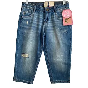 Arizona Jean Co Carpris Girls 14 BFF Capri Boyfriend Slim Distressed New - Picture 1 of 8