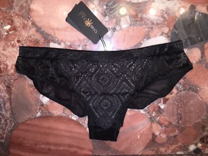 Nwt Cosabella Lusso Roma Gehäkelt Sexy Durchsichtig Schwarz Rüschen Bikini Slip - Bild 1 von 7