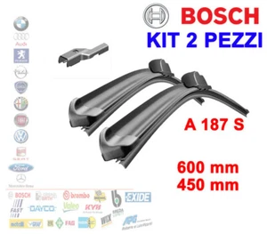 KIT 2PZ SPAZZOLE TERGICRISTALLO GOMMA BOSCH 3397007187 AEROTWIN 60 45 CM A187S - Imagen 1 de 3