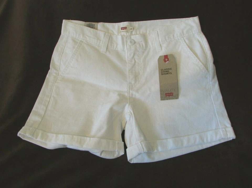 Levis Womens Size 16 White Classic Chino Roll Hem Shorts 33 Waist