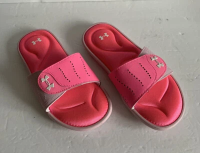 Under Armour UA G Ignite IX SL NEW 3023790-100 Youth Pink Slides Youth Size 2 - Image 1 of 4