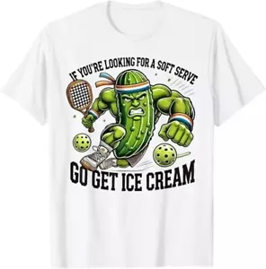 Funny Pickleball Lover Pun With a Pickle Playing Pickle Ball T-Shirt - Picture 1 of 5