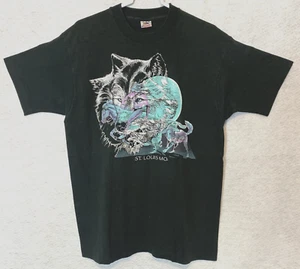 Vintage Single Stitch Native American Wolf T Shirt 1991 Size Large S17 - Picture 1 of 5