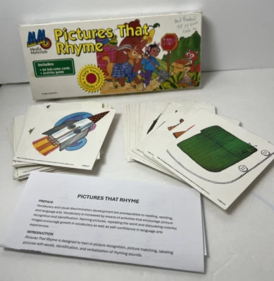 Vintage Pictures That Rhyme Word Game Media Materials Homeschool 2 Cards Missing - Image 1 of 4