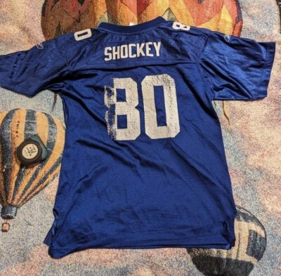 Camiseta de fútbol americano juvenil XL auténtica de la NFL Jeremy Shockey New York Giants #80 azul Foto 1 de 4