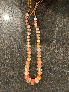 1 16" strand of graduated quartz rondelle's , shades of pink, smoke, clear - Picture 1 of 3
