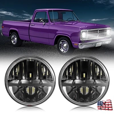 Par de faros LED redondos Hi-Lo Beam de 130W 7" aptos para camiones Dodge W100 W200 W300 Foto 1 de 4