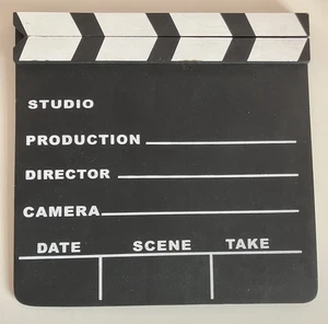 Large Wooden Film Clapperboard 30x 29cm Easy Wipe Black - Movie Prop Fancy Dress - Picture 1 of 6