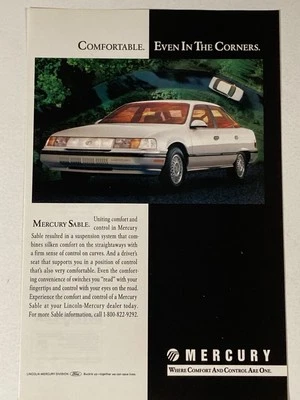 1988 Mercury Sable Print Ad White Comfort - Image 1 of 2