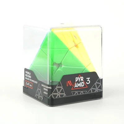 Rompecabezas de velocidad Pyraminx - Cubo triángulo sin pegatinas rápido suave + caja de exhibición - Imagen 1 de 4