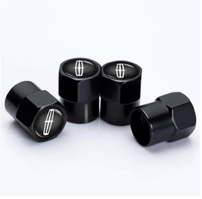 Compatible with Lincoln 4Pcs Tire Valve Stem Caps Black Anodized Aluminum Set - Image 1 of 4