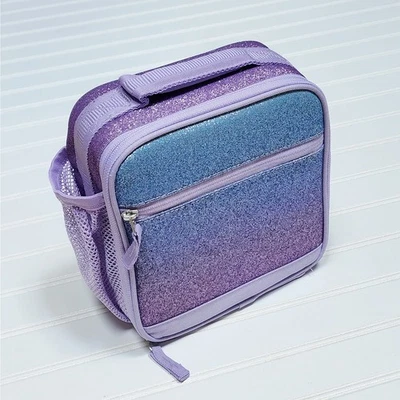 NWT Pottery Barn Mackenzie Classic Lavender Aqua Ombre Sparkle Glitter Lunch Box - Image 1 of 4