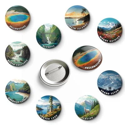 Paquete de 9 alfileres insignias vintage de botones de parque nacional, regalos de parque nacional, souveni... Foto 1 de 4