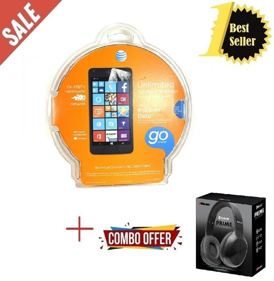 🔥Best Combo Sales🔥Microsoft Lumia 640 At&t cell phone ➕and Wireless Headphones - Image 1 of 4