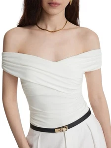 OGL Eco-SkinKiss White Criss Cross Off Shoulder New Airy Brami Top Size Medium - Picture 1 of 8