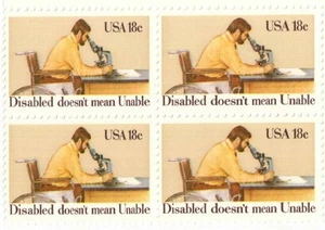 DIABLED NOT UNABLE--Block of 4 Collectible Stamps--FREE SHIPPING - Picture 1 of 1