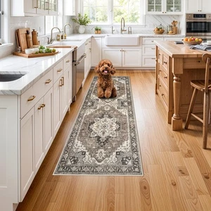 Washable Kitchen Runner Rug 2x6 - Hallway Rugs Low Pile Entryway Carpet Vinta... - Picture 1 of 9