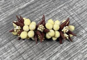 Vintage Sugar Coated Pin Brooch Brown Cones & Berries Fall Nature 2.25” - Picture 1 of 11
