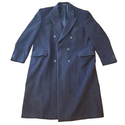 Ralph Lauren Vintage Chaps Men's Overcoat 100% Pure Wool Black Big Tall Long - Image 1 of 4