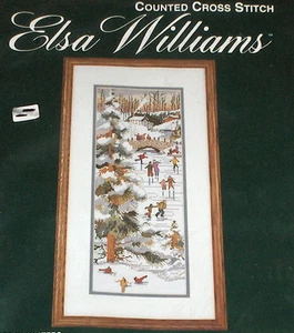 Elsa Williams "Saturday Skaters" Country Pond w/ Bridge Cross Stitch Kit 6x16" - Picture 1 of 3
