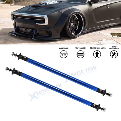 2pcs Blue Alloy Front Bumper Lip Splitter Strut Rod Tie Bars For Dodge Charger - Image 1 of 4