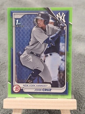 JOHN CRUZ 2024 BOWMAN 1ST BASEBALL GREEN PAPER YANKEES #BP-77 /399  - Image 1 of 2