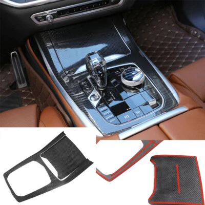 Panel de control central de fibra de carbono real moldura de cambio de marchas para BMW X5 X7 G05/07 2019+ Foto 1 de 4