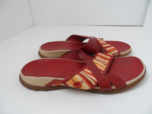 Sandali da donna Timberland crosscross pelle tessuto a righe colore rosso taglia 8
