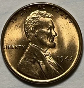 1942 US COPPER LINCOLN WHEAT BACK PENNY COIN MINT , UNC. Bx12.124 - Picture 1 of 2