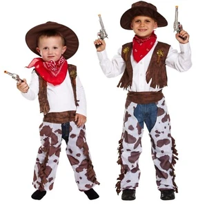 Boys COWBOY WILD WEST FANCY DRESS COSTUME Rodeo Childs Book Week Outfit Kids UK - Picture 1 of 8