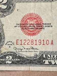 1928 2 Dollar Bill Anniversary/Birthday Note 12/28/1910 - Picture 1 of 3