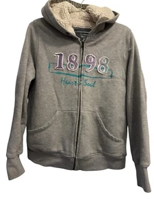 Cocoa Platinum W-Med Hoodie Peace On Front Full Zip Gray Thick Fleece Lined XL - Picture 1 of 12