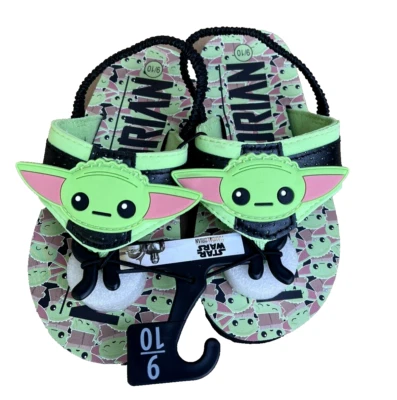 Sandálias de praia Star Wars Mandalorian Yoda chinelos meninos jovens tamanho 9/10 novas - Imagem 1 de 4