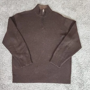 Jos A Bank Lammwolle Pullover Herren XL Braun Quarter Zip Pullover Langarm - Bild 1 von 9