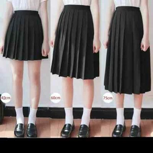 Japanese Student Girls Skirt School Uniform Solid Color Suit Pleated Skirt - Picture 1 of 30