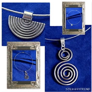 HALSREIF HALSKETTE DRAHT 45cm silber mit ANHÄNGER WAHL SCHRAUBVERSCHLUSS - Bild 1 von 5