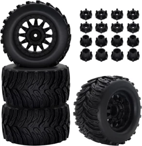 12Mm/14Mm Hex RC Wheels and Tires for 1/10 Scale Traxxas Slash 2WD 4× - Picture 1 of 7