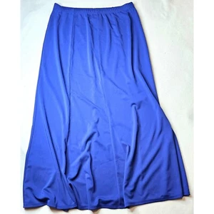 Quacker Factory A-Line Midi Skirt M Elastic Waist 100% Polyester Blue Made In Ch - Picture 1 of 6