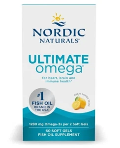 NORDIC NATURALS ULTIMATE OMEGA High Potency Omega 3 Lemon 60 Softgels Exp. 2/26 - Picture 1 of 3
