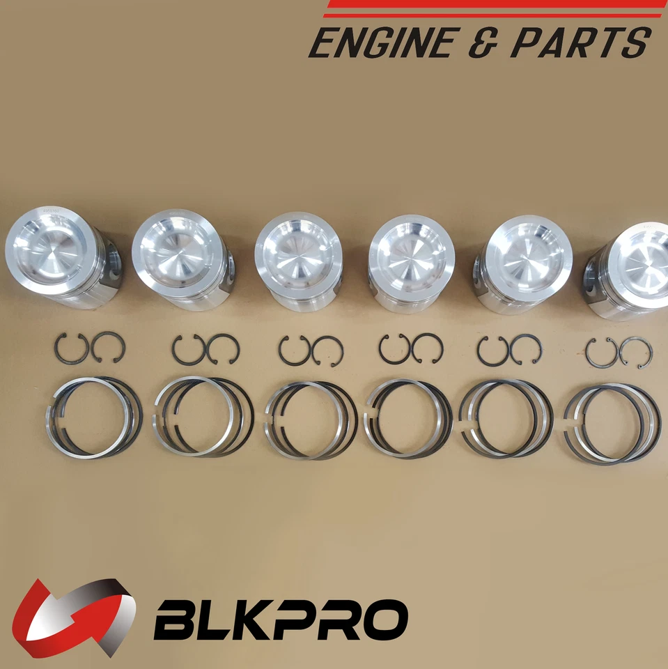 6* PISTÓN DEL MOTOR + Juego de anillos 0,5 mm 0,02' de gran tamaño para Dodge 6,7 L Cummins 07-17 Foto 1 de 2