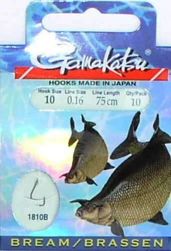 Gebundene Gamakatsu Brassen Haken Gr. 8, 10, 12, 14, 16 Vorfachhaken am LS-1810B